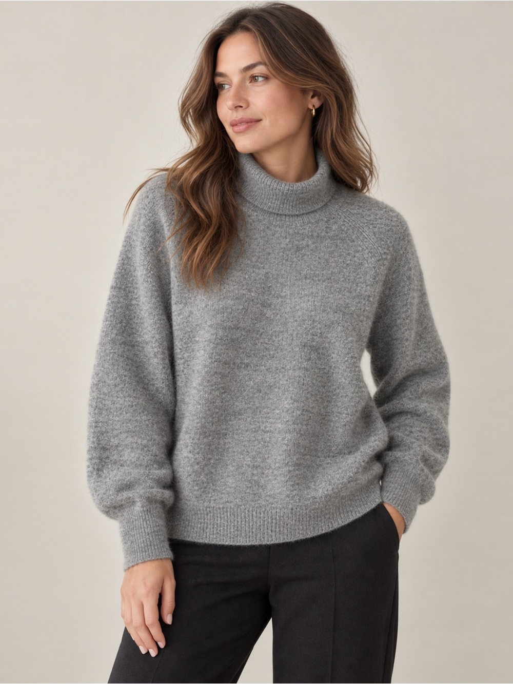 Vintage The Limited - Lambswool Angora Rabbit Hair Turtleneck Sweater - Heather